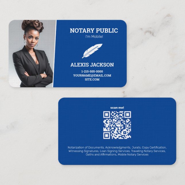 Notary Public Custom QR Photo (Fram/baksida)
