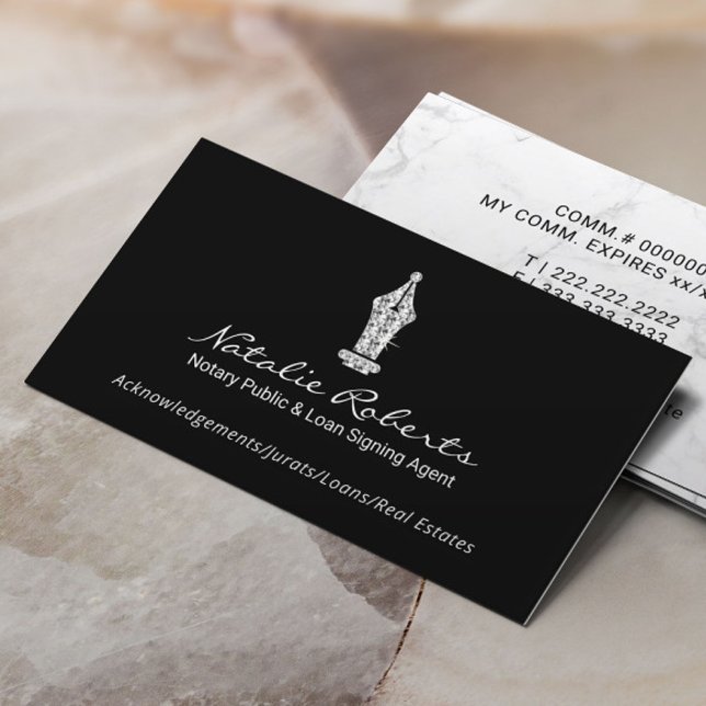 Notary Public Diamond Pen Loan Signing Agent Visitkort (Skapare uppladdad)