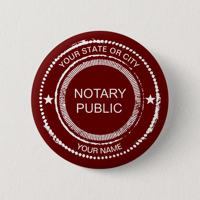 Notary Public Distress Seal City Namn Customized Knapp (Framsida)