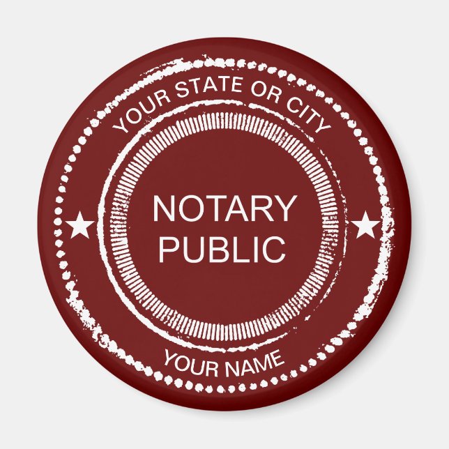 Notary Public Distress Seal City Namn Customized Magnet (Framsidan)