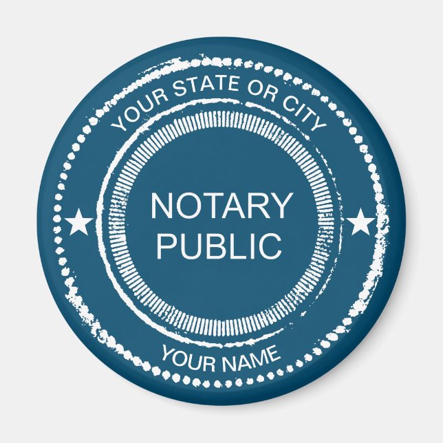 Notary Public Distress Seal City Namn Customized Magnet (Framsidan)