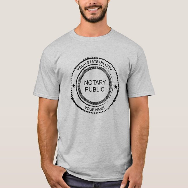 Notary Public Distress Seal City Namn Customized T Shirt (Framsida)