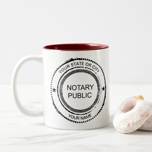 Notary Public Distress Seal City Namn Customized Två-Tonad Mugg (Med munk)
