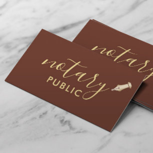 Notary Public Elegant Script Brick Red & Guld Visitkort