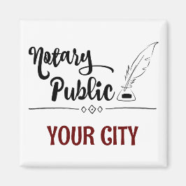 Notary Public Feather Quill Your City Customized Magnet