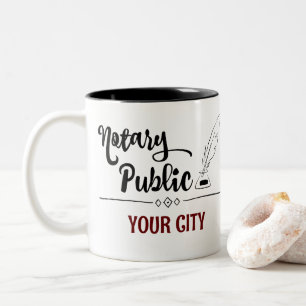 Notary Public Feather Quill Your City Customized Två-Tonad Mugg