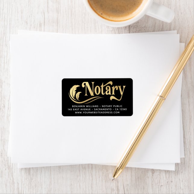 Notary Public Guld & Black Typography Adressetikett (Insitu)