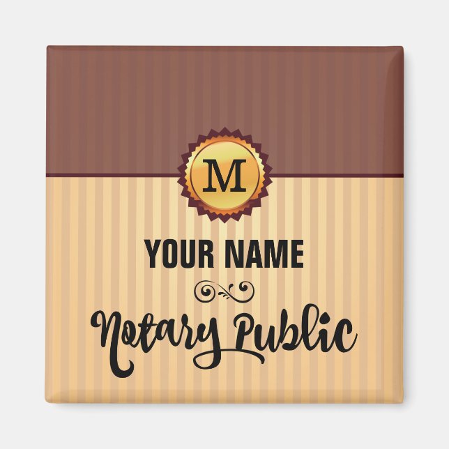 Notary Public Guld Seal Monogram Namn Customized Magnet (Framsidan)