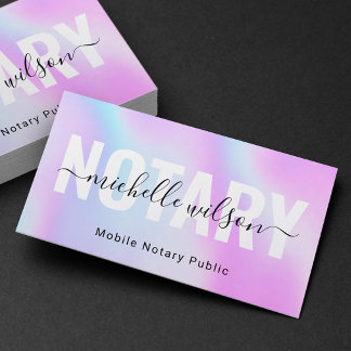 Notary Public Lila Holography Typography Visitkort