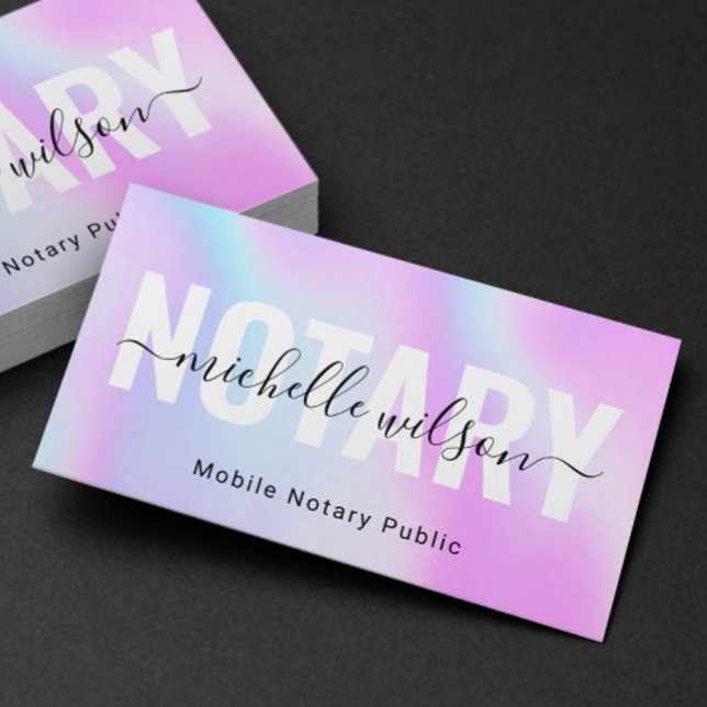 Notary Public Lila Holography Typography Visitkort (Skapare uppladdad)