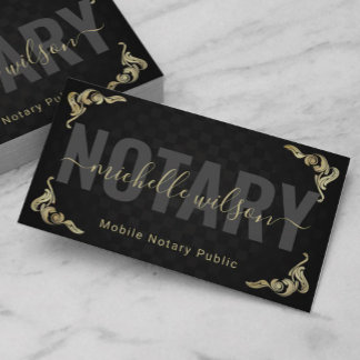 Notary Public Loan Signing Agent Black Art Deco Visitkort