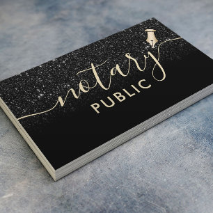 Notary Public Loan Signing Agent Black Glitter Visitkort