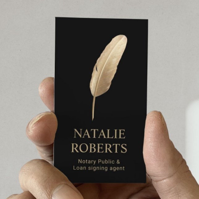 Notary Public Loan Signing Agent Guld Quill Pen Visitkort (Skapare uppladdad)