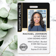 Notary Public Loan Signing Agent ID Black Guld