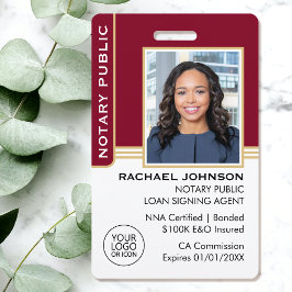 Notary Public Loan Signing Agent ID Burgundy Guld
