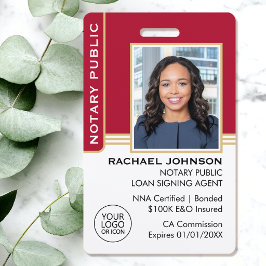 Notary Public Loan Signing Agent ID Red Guld