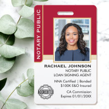 Notary Public Loan Signing Agent ID Red Guld
