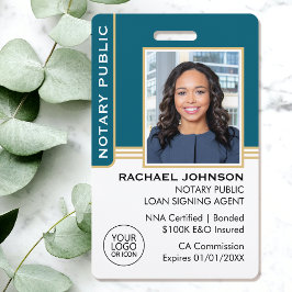 Notary Public Loan Signing Agent ID Teal Guld