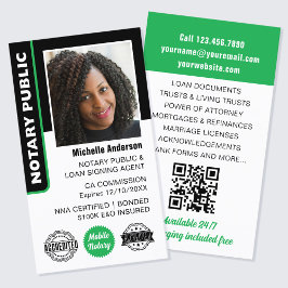 Notary Public Loan Signing Agent Photo ID Grönt Visitkort