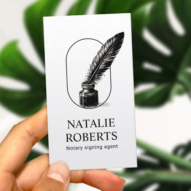 Notary Public Loan Signing Agent Quill Logotyp Pla Visitkort (Skapare uppladdad)
