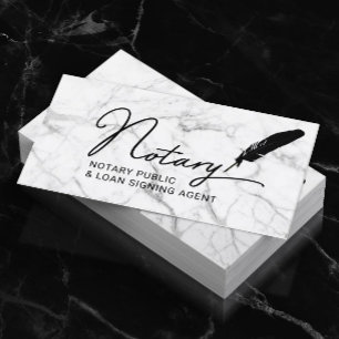 Notary Public Loan Signing Agent Quill Pen Marble Visitkort