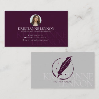 Notary Public - Loan Signing Agent - Sleek Photo B Visitkort