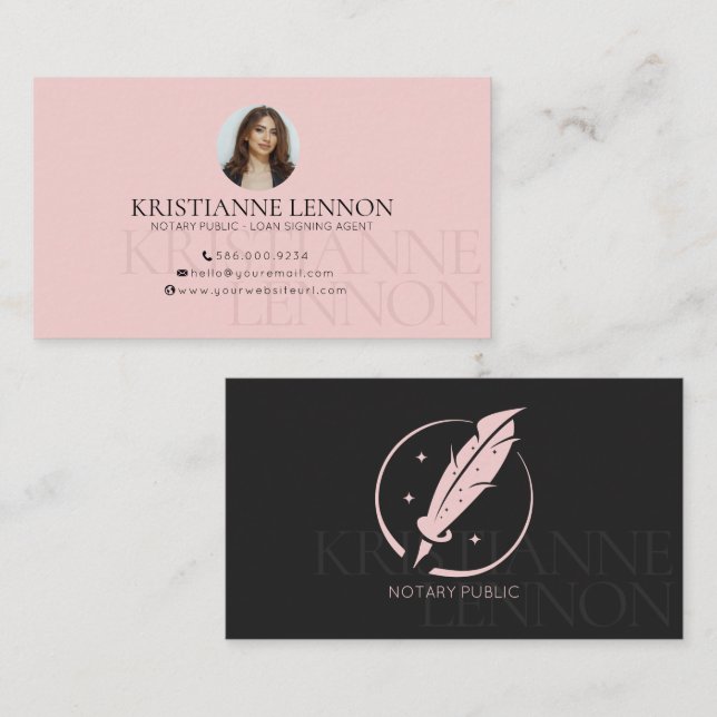 Notary Public - Loan Signing Agent - Sleek Photo Visitkort (Fram/baksida)