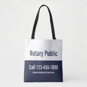 Notary Public Midnight Blue and White Promotional Tygkasse