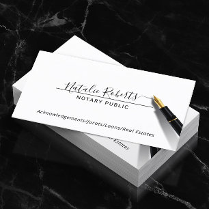 Notary Public Minimalist-skript Namnteckning Visitkort