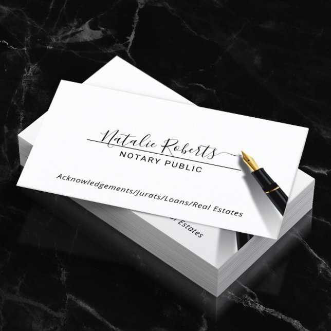 Notary Public Minimalist-skript Namnteckning Visitkort (Skapare uppladdad)