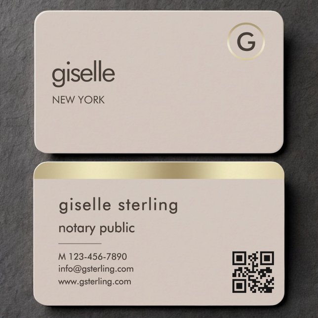 Notary Public Neutral Gold QR Code Visitkort (Skapare uppladdad)