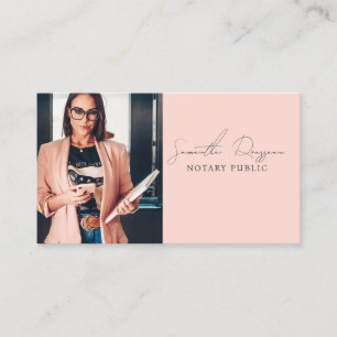 Notary Public Peach Rosa Photo Script Namnteckning Visitkort