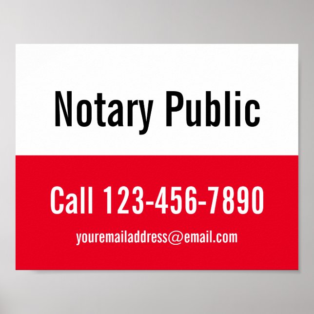 Notary Public Red and White Business Template Poster (Framsidan)