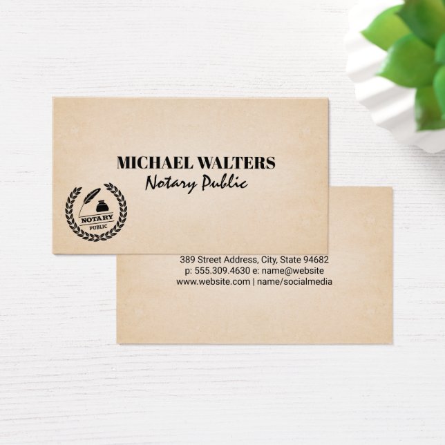 Notary Public Seal Logotyp Visitkort (Skivbord)