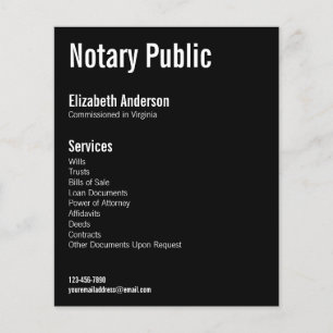 Notary Public Services Black and White-mall Flygblad