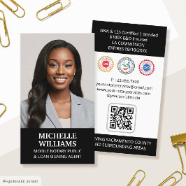 Notary Public Sigation Agent Photo QR Code Black Visitkort