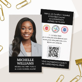 Notary Public Sigation Agent Photo QR Code Black Visitkort