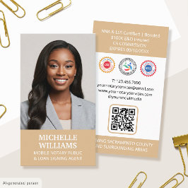 Notary Public Sigation Agent Photo QR Code Guld Visitkort