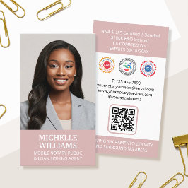 Notary Public Sigation Agent Photo QR Code Rosa Visitkort