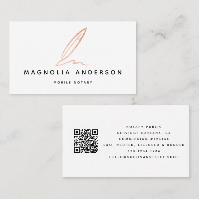Notary Public Signerary Agent Ro Gold Foil QR Code Visitkort (Fram/baksida)