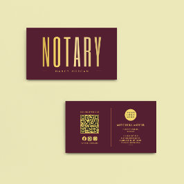 Notary Public Signery Agent Logotyp Burgundy & Gul Visitkort