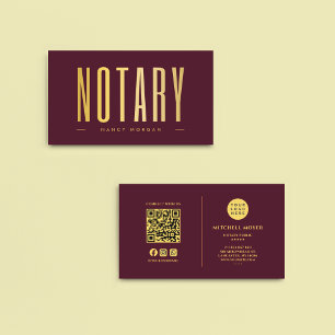 Notary Public Signery Agent Logotyp Burgundy & Gul Visitkort