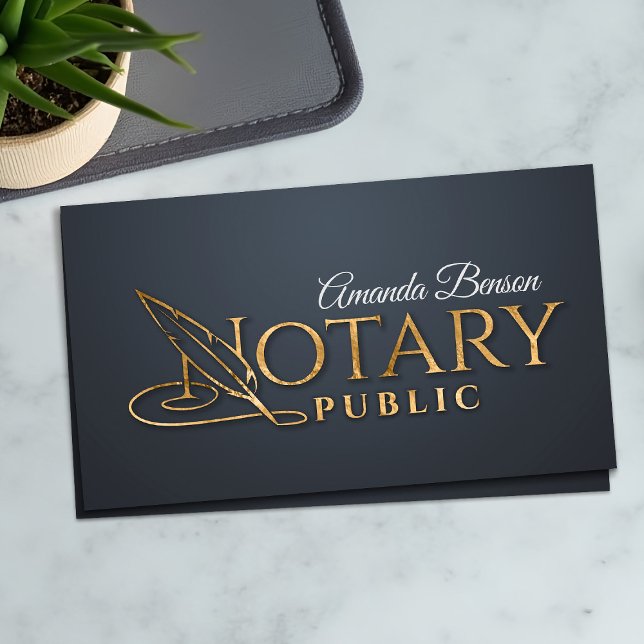 Notary Public Typography quill pen Visitkort (Skapare uppladdad)