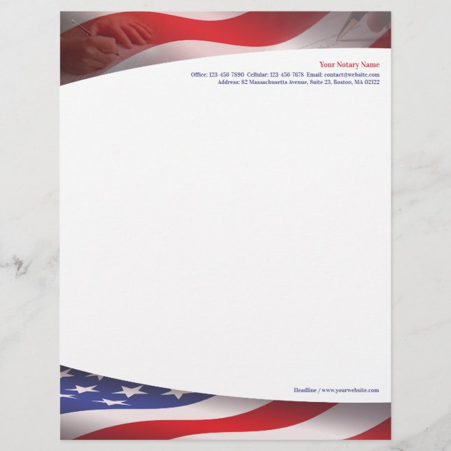 Notary Public USA Letterhead Brevhuvud (Framsida)