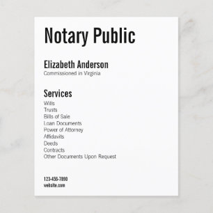 Notary Public's Namn Services Mobil Website White Flygblad