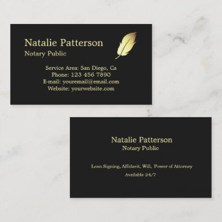 Notary Services Black Modern Business Card Visitkort