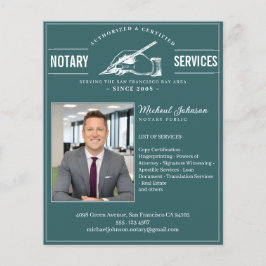 Notary Services Vintage Professionell Teal Anpassn Flygblad
