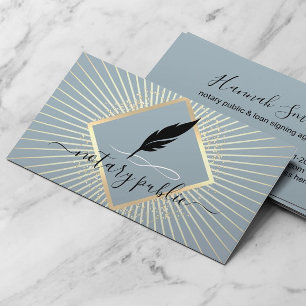 Notary Sigary Agent Modern Dusty Blue & Guld Visitkort