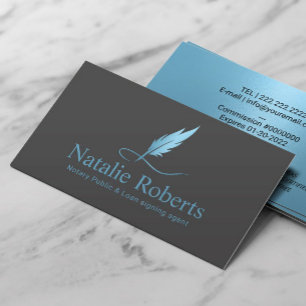 Notary Sigary Light Blue Quill Logotyp Agent Visitkort