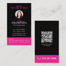 Notary Signing Agent Black Pink Photo QR Code
